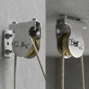 Heavy-duty stainless steel wall and ceiling mounted pulley system