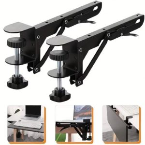 Heavy-Duty Clamp-On Folding Desk Extender Brackets