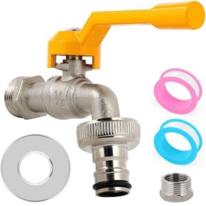 Heavy-Duty Brass Garden Hose Faucet with Quick Connect Adapter