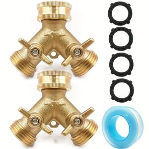 Premium Heavy-Duty Brass Garden Hose Y-Splitter Set