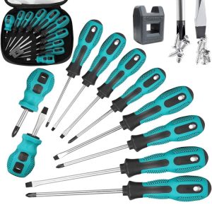 Multi-piece Magnetic Screwdriver Set with Storage Case and Magnetizer Tool