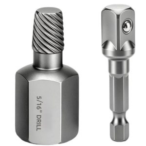 Heavy-duty damaged bolt and screw extractor set with hex adapter