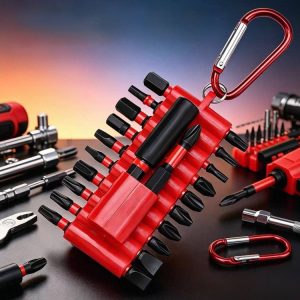 Compact quick-release screwdriver bit holder and EDC organizer