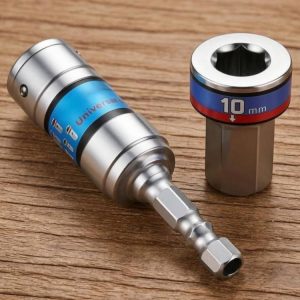 Universal quick-release bit holder and 10 mm socket adapter set