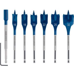 High-speed self-feeding hex shank wood boring spade bit set