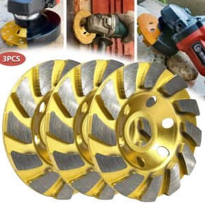 Heavy-Duty Diamond Cup Grinding Wheels for Angle Grinders (3 Pieces)